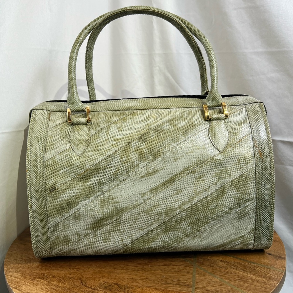Chic Olive Snakeskin Satchel Bag